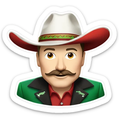  Elon musk eloncho with big mustache and black sombrero mexican hat and Tesla logo red green white Mexican shirt Tesla symbol token sticker