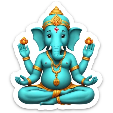 Turquoise skin’ Ganesh meditating sticker
