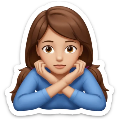 girl with brown her lying on stomach (only head and shoulders shown) with hands under the chin sticker