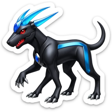 Shiny Metallic Alloy Onyx-Houndoom-Zekrom-Genesect-Pokémon-Fakémon-hybrid-creature sticker