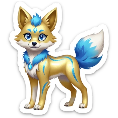 Vibrant edgy badass cool Falvie-Fionbri-creature-sparkle-canine-fursona, full body, with random markings sticker