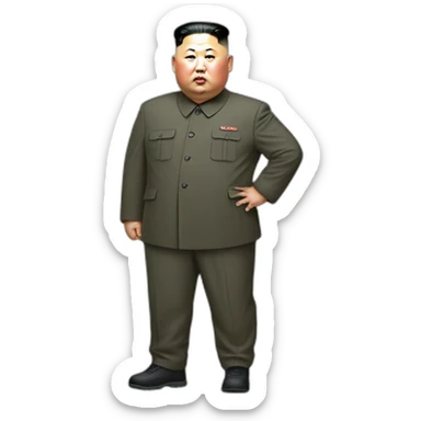Kim jong UN dressEd in large Nike sticker