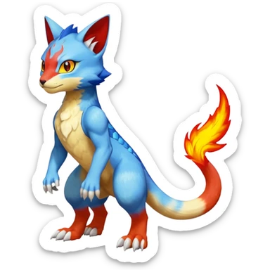 Gabite-Veemon-Digimon-Peppercat-Pokémon-Flamedramon-fusion-animal-hybrid-creature, Full body  sticker