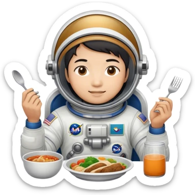 Asian Astronaut having meal sticker