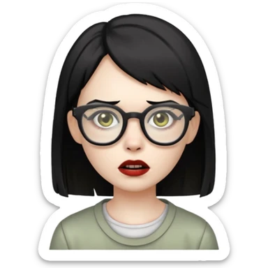 create a female zombie with short straight black hair, and who wears glasses  sticker