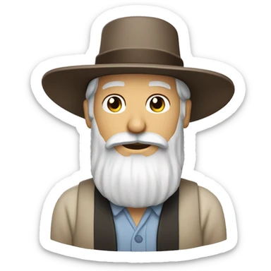 Amish man white with brown straw hat building a building with beard without a mustache sticker