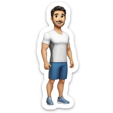 man, fitness trainer, dark hair, white shirt, nutrition specialist, portrait sticker