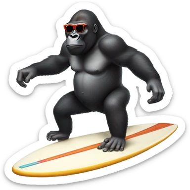 Gorilla with sunglasses on a surfboard  sticker