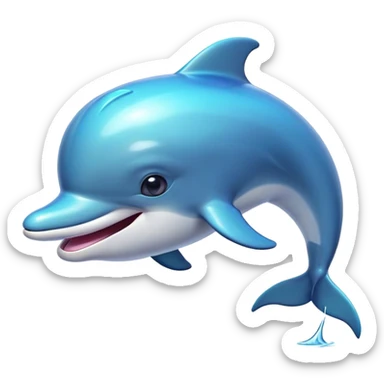 Cinematic Comical Bottlenose Dolphin Portrait Emoji, Head tilted dramatically with an exaggeratedly amused expression, featuring a sleek, shiny glossy body with wide, comically expressive eyes full of playful disbelief and a quirky, animated dorsal fin, Simplified yet hilariously expressive features, highly detailed, glowing with a slightly sassy aquatic glow, high shine, dramatic yet playful, stylized with an air of cheeky marine mischief, soft glowing outline, capturing the essence of a meme-worthy dolphin that looks ready to side-eye its way into viral fame! sticker