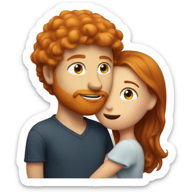Ginger guy kissing brunette girl sticker