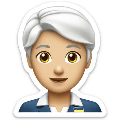 White short hair flight attendant  sticker