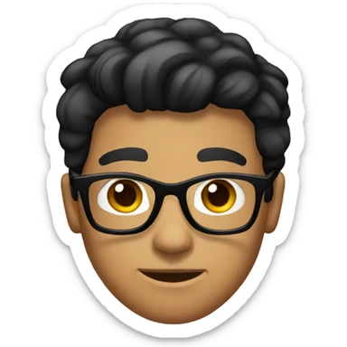 young man tanned whit black hair straight whit glasses sticker