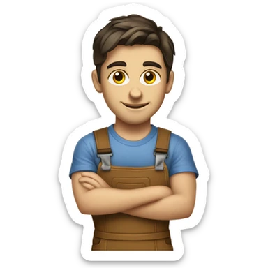 young Woodworker with miter saw caucasian dark hair sticker