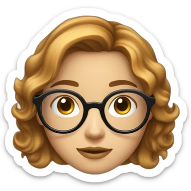 visage fille cheveux mi-long chatain yeux bleu et lunettes rondes sticker