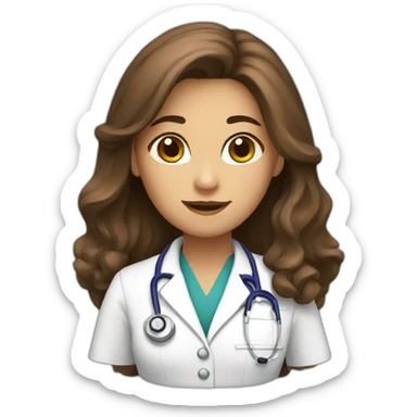 Female brown long hair Doctor sticker