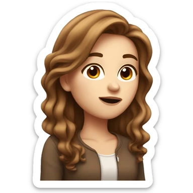 Pretty white girl with brown hair blowing a kiss  sticker