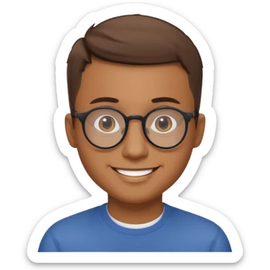 homme cheveux très court marron clair sans barbe sourrir avec lunettes rondes sticker