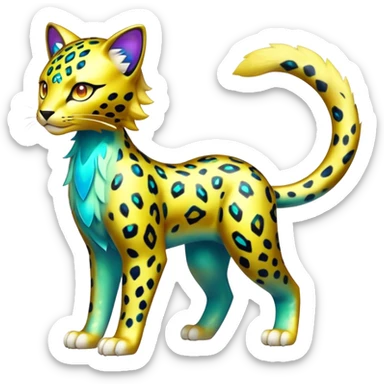 Shiny Elemental Exotic Liepard-Delcatty-Pokémon-Fakémon-hybrid-creature (full body) sticker