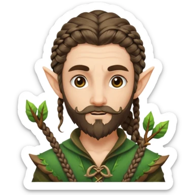 Forest elf with braided beard and bow sticker