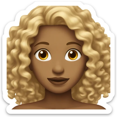 Gorgeous light brown woman with blonde long curly hair  sticker
