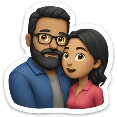 Latina Girl kissing a man with dark beard and glasses sticker