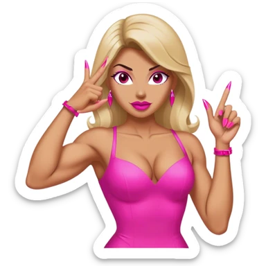 flexing arm with hot pink stiletto nails sticker