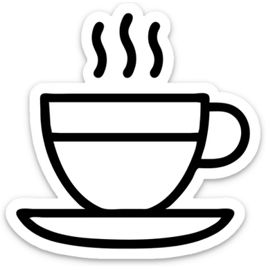 espresso cup, icon style, monochrome, geometric shapes sticker