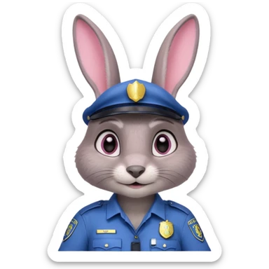 Judy Hopps (gray rabbit with police suit, without a cap) from the Zootopia Disney movie sticker