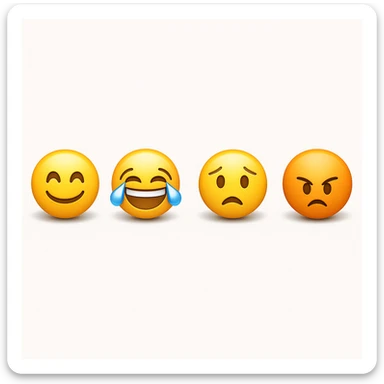 make four emojis on white background with good amount of shadow  sticker