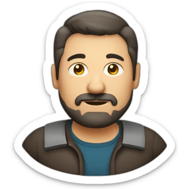 fat middle aged web developer short dark brown graying hair goatee sticker