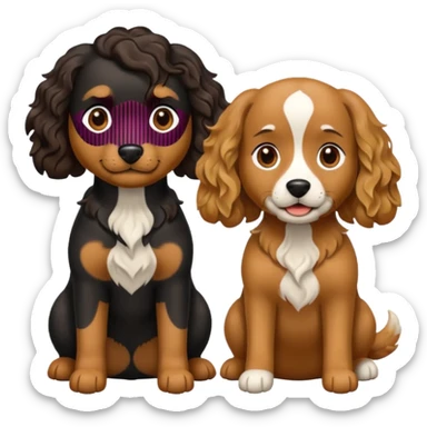 two dogs with wavy hair, one black and one brown sticker