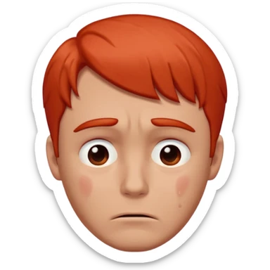 man with no red or orange hair. His face is intensely red, visibly flushed and over-reddened, as if he's been crying hard. His expression is sad, and a single clear tear flows down his cheek. The style should be simple, clean, and consistent with modern emoji design. sticker