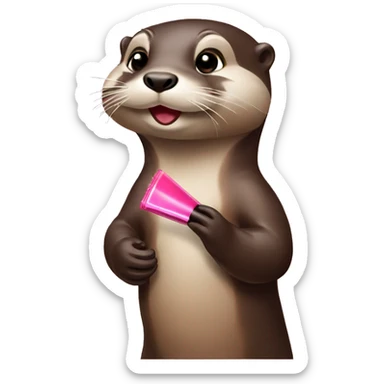 Otter applying lipgloss sticker