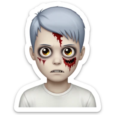 zombie boy with emo hair and white shirt emoji created using AI. Copy and paste zombie boy with emo hair and white shirt emoji to use or share on Discord and Slack.
 sticker