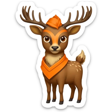 crea una mascota de equipo que sea un venado de cuerpo completo y lleve un chaleco con el nombre de telamon que en el chaleco diga telamon, el chaleco de color naranja, que en el lado izquierdo del chaleco diga telamon sticker