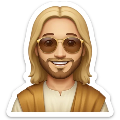 Rejoicing golden jesus figure sunglases sticker