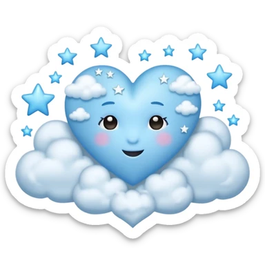light blue heart with clouds and stars sticker