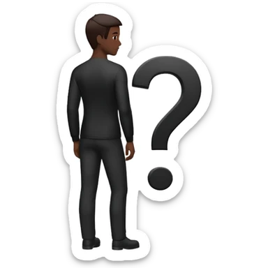 silhouette of a white man with a question mark sticker