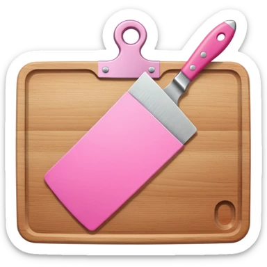 a cutting board with pink knife in pocket sticker