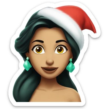 Princess Jasmine as the Grinch with Santa hat sticker