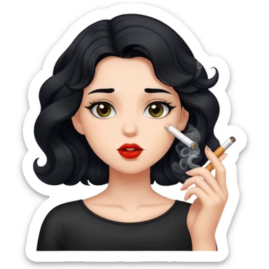 girl with wavy black hair smoking  sticker