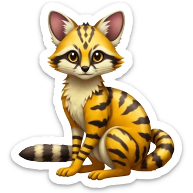 Exotic randomly colored colorful light cute lush warm-colored Fakémon-Fionbri-Vernid-Genet-creature with markings (full body) sticker