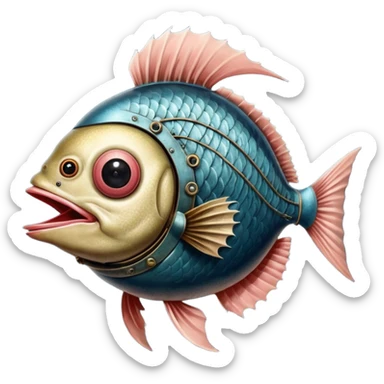 cinematic steam-punk -  hieronymus bosch phantasmagoric mutated creatures - hybrids of human, birds and fish sticker
