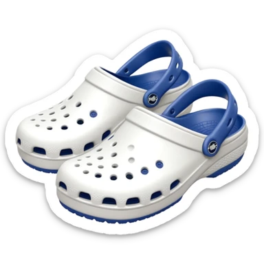 Pure white Crocs clogs, top-down angle, clean matte texture, ventilation holes visible, minimal lighting, dark neutral background, realistic product photo, no logos, no text. sticker