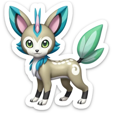 Colorful Exotic Randomly-colored Cartoon Anime Meloetta-WereGarurumon-Trico-Pokémon-Fakémon-fusion-hybrid-creature sticker