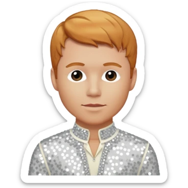 Brian Littrell from Backstreet Boys with reddish blonde hair, ivory sequin outfit sticker