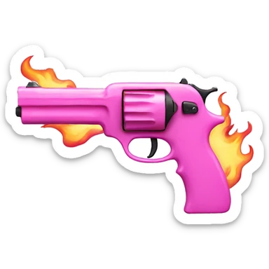 Pink gun with flames  sticker