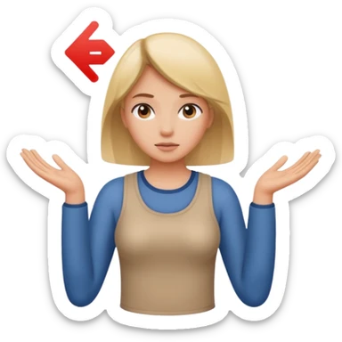 A girl shrugging his shoulders with a 6 above his left hand and a 7 above his right hand. sticker