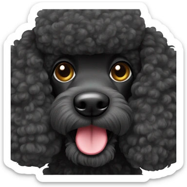 Black poodle dog with Santa hat sticker