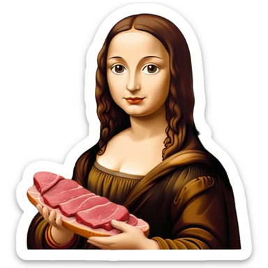 pop art warhol style monalisa SPAM meat slop landscape  sticker
